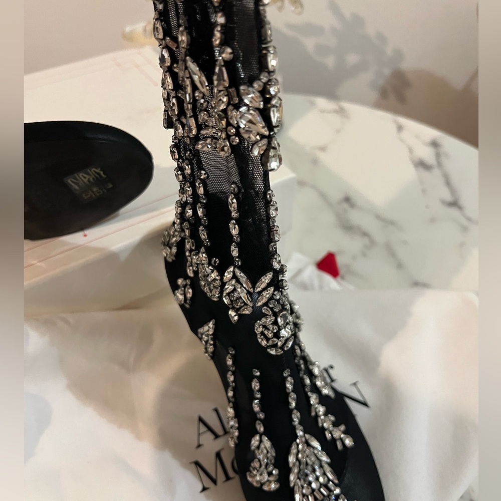 Alexander McQueen Embellished Mesh Sculptural-Heel Boots - Picture 10 of 14